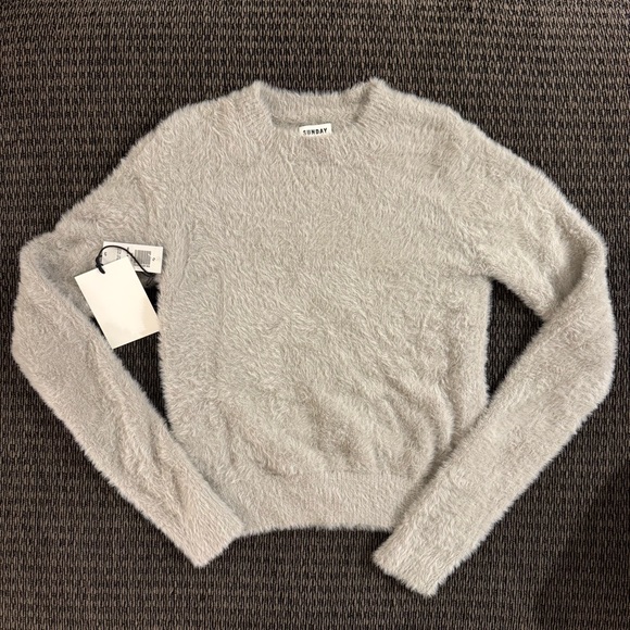 Aritzia Sweaters - NWT Aritzia Sunday Best Fuzzy New Kitten Sweater Opal Grey